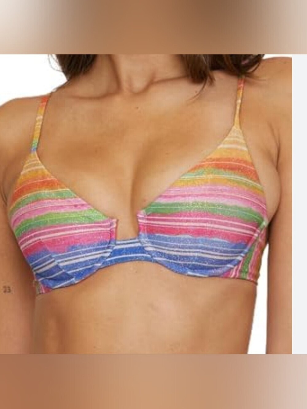 BECCA Rainbow Stripe Underwire Bikini Top - Multicolor Stripes